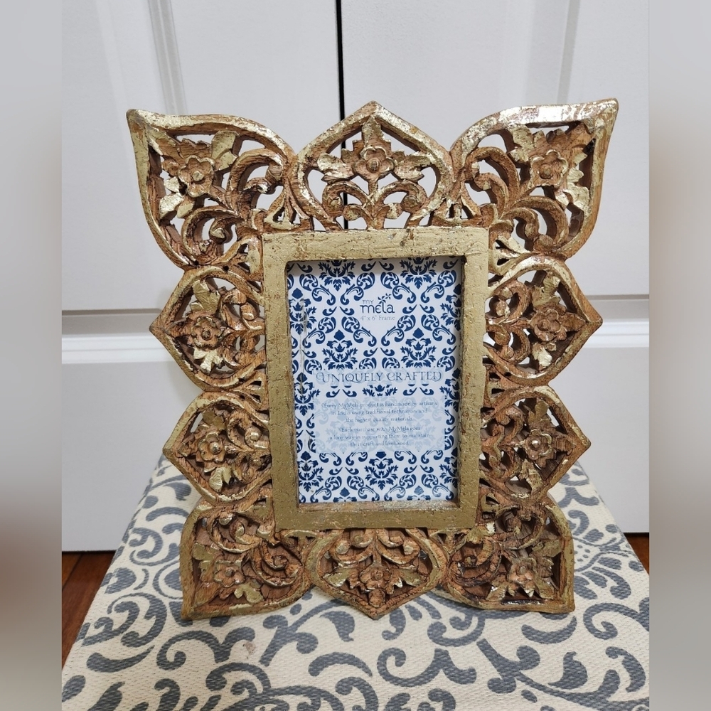 Mela Gold Ornate Floral Wooden Picture Frame